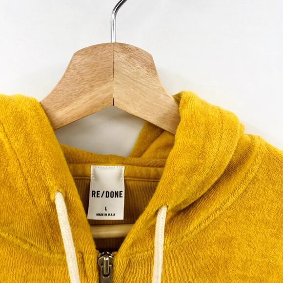 RE/DONE golden yellow terry full zip hoodie - Picture 3 of 5